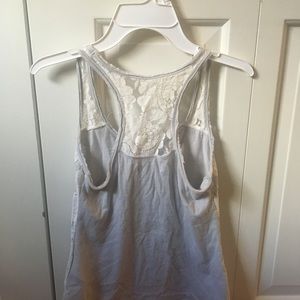 White and Grey Floral Lace Racerback Tank Top